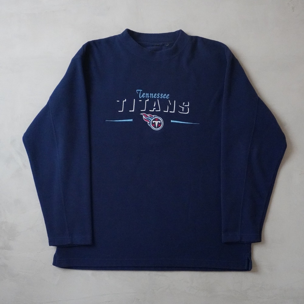 Vintage Tennessee Titans Fleece Pullover Shirt XL Mens Navy Blue Embroidered NFL